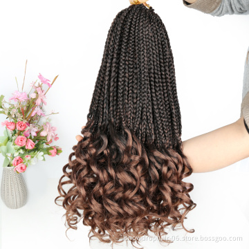 Julianna Goddess Bohemian Box Braids with Wave Ends Hair Ombre Synthetic Curly Crochet Braiding Hair Extension